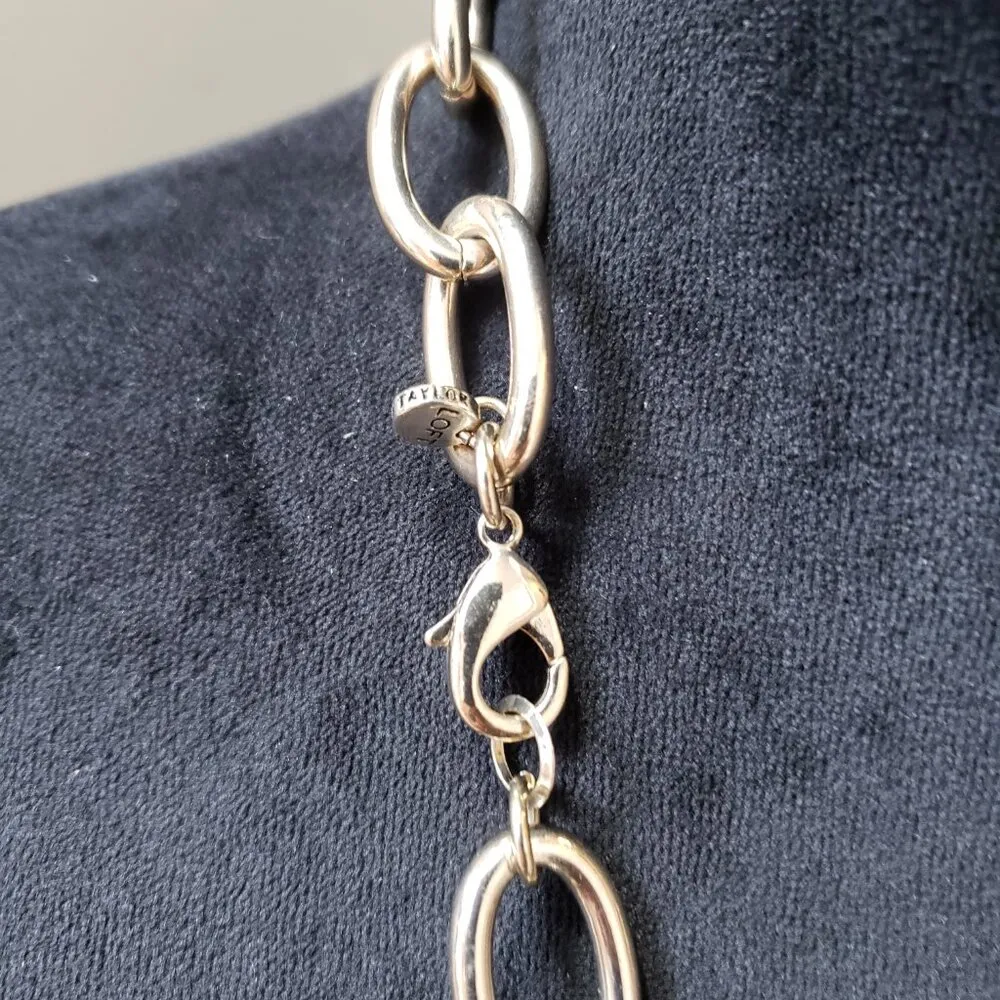 Loft Women Fashion Silver Tone Pave Rhinestone Bold Link Necklace w/ Lobster - Image 7