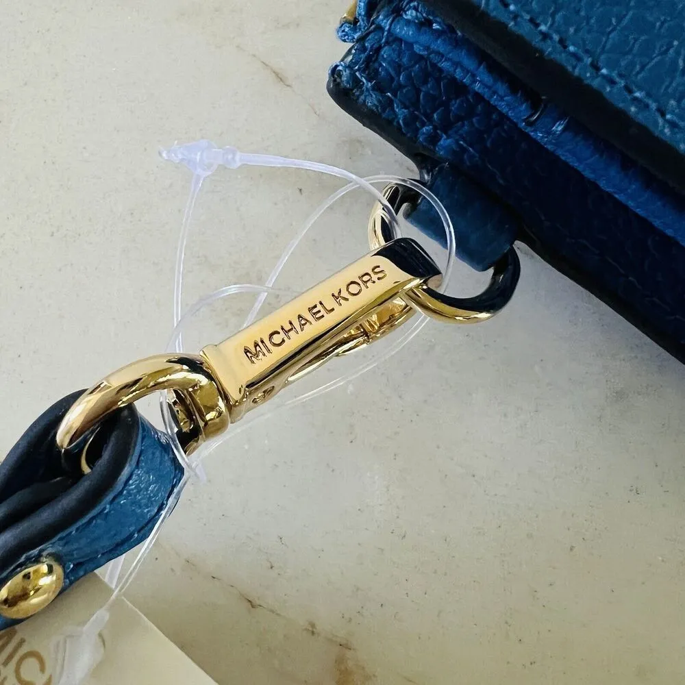 MICHAEL KORS Vintage Blue Leather Double Zip Wallet Wristlet - Image 5