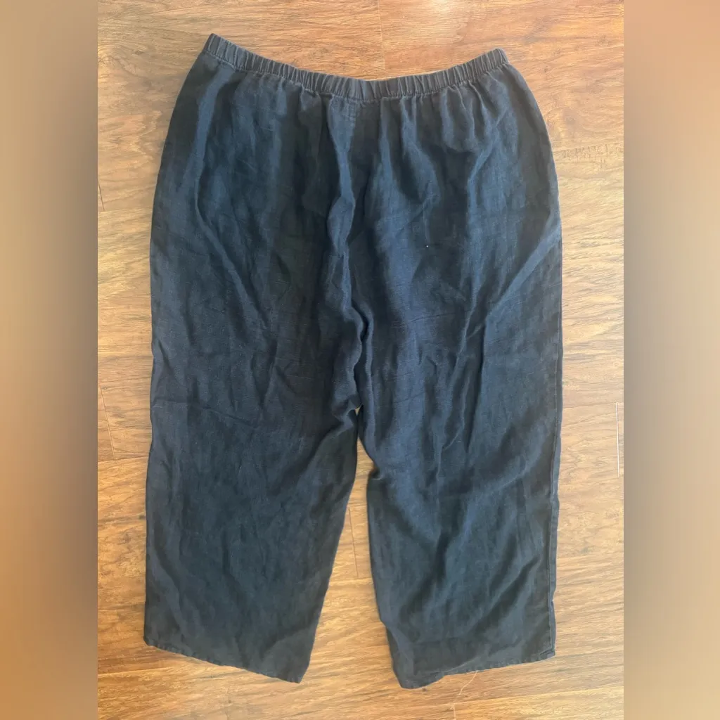 Flax 100% Linen Cropped Pants Wide Leg Pull On Relaxed Comfy Size Medium - Image 2