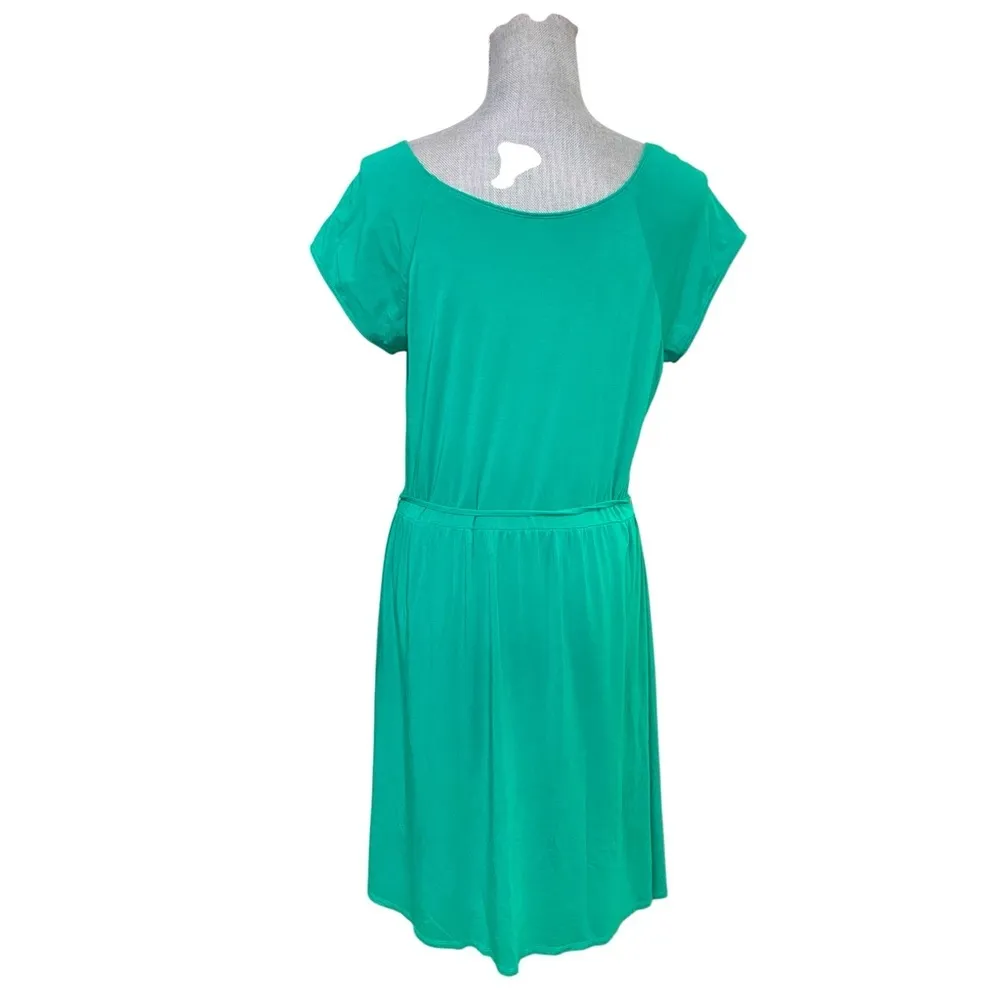 Garnet Hill Dress-Women Sz 14-Green Cotton/ Modal-Cap Sleeve - Image 4
