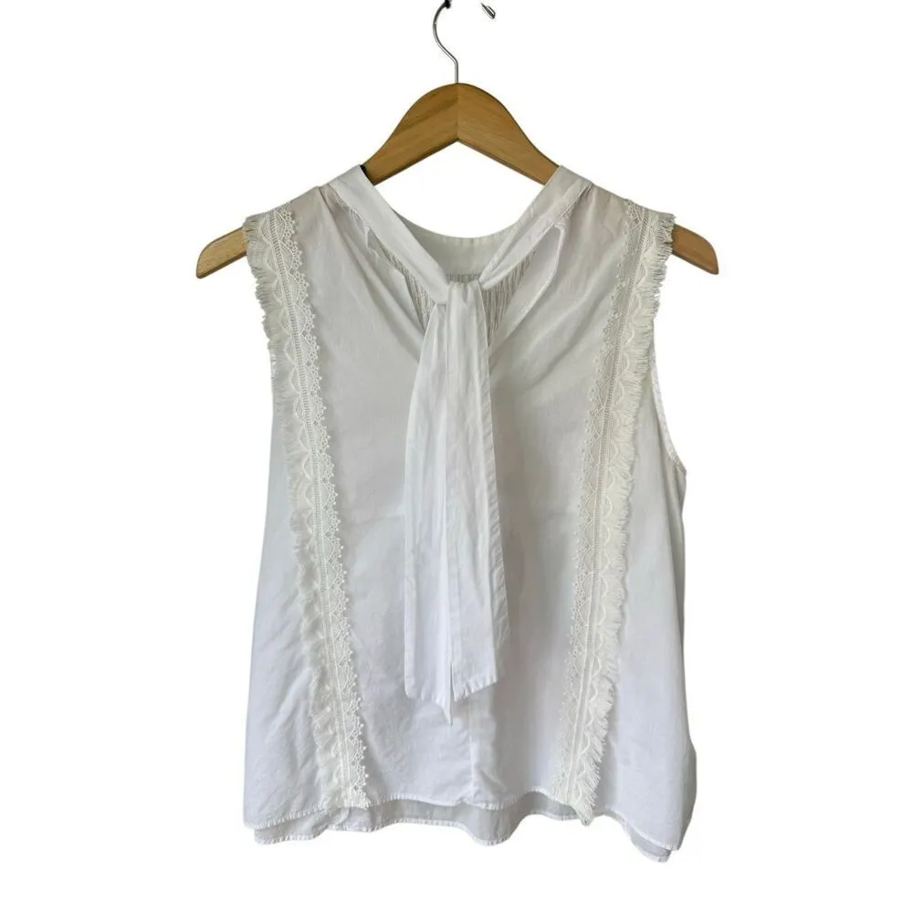 ZARA White Eyelet Cotton Blouse with Beaded Hem Size S - Image 5