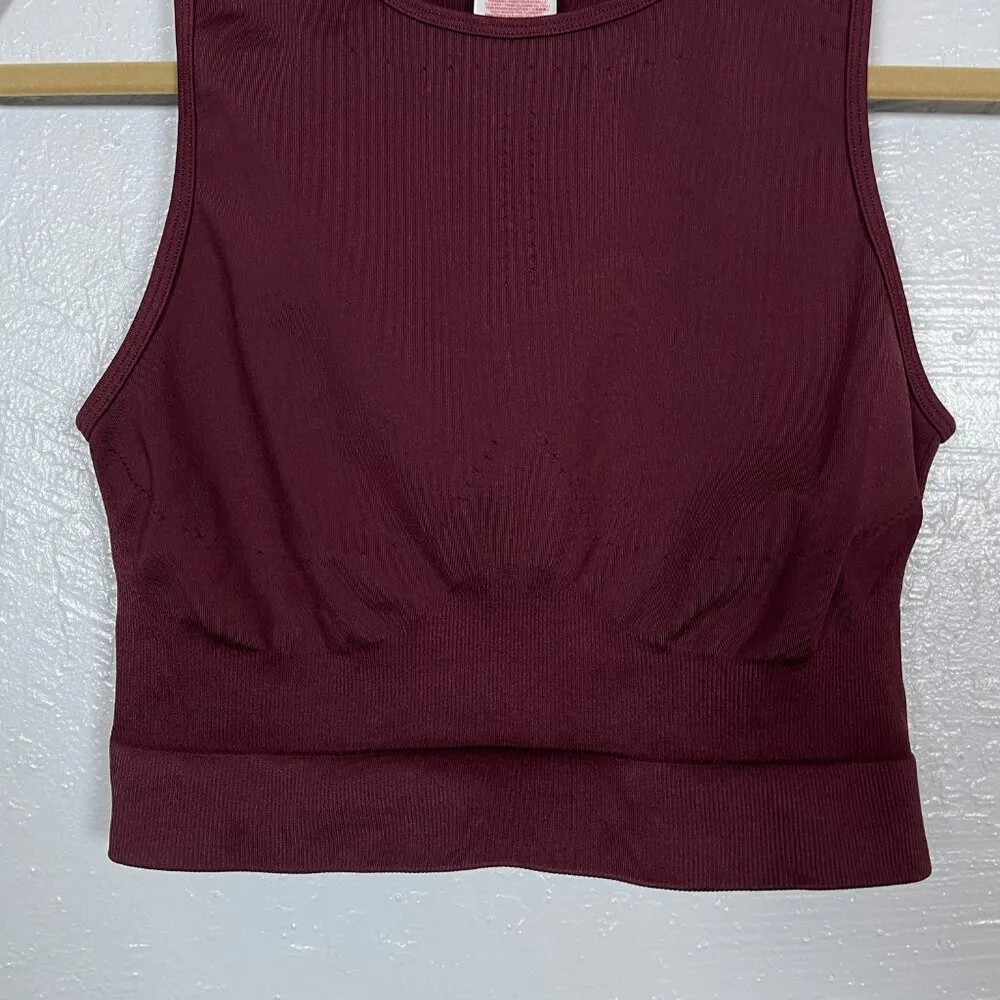 Gymshark Women M Brown Sweat Seamless Midi Tank Cutout Moisture Wicking Workout - Image 2