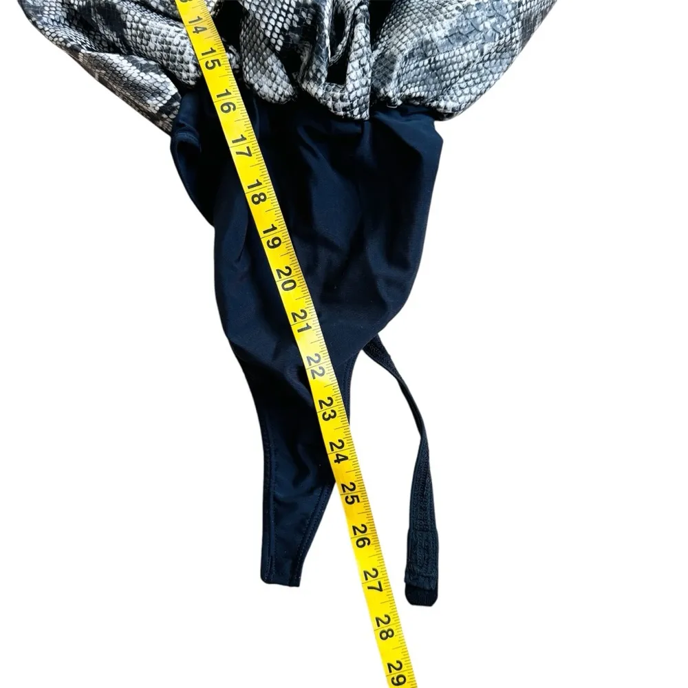 NONchalant Faux Leather revolve white/black/gray snakeskin bodysuit NWT - Image 15