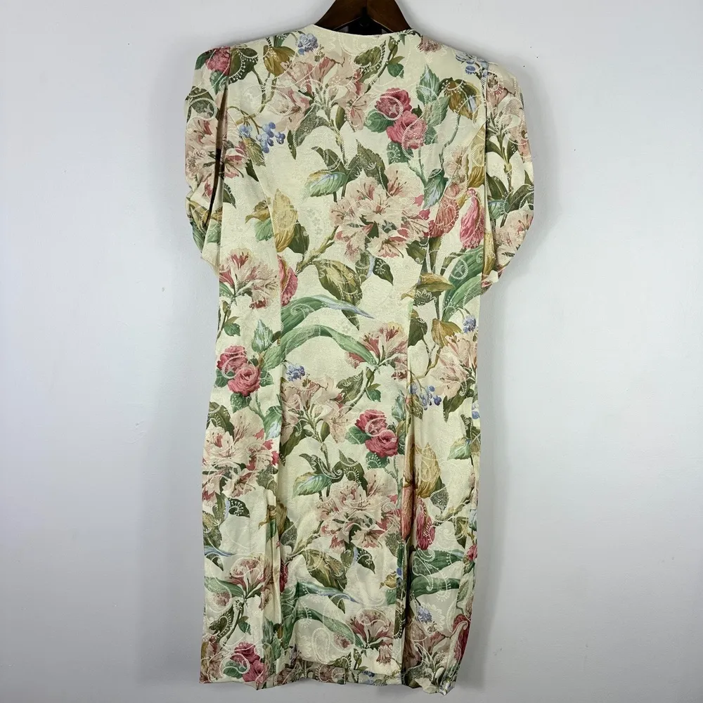 All That Jazz Dress 12P ‎ Floral Puff Sleeve Cottagecore Coquette Pearl Button - Image 7