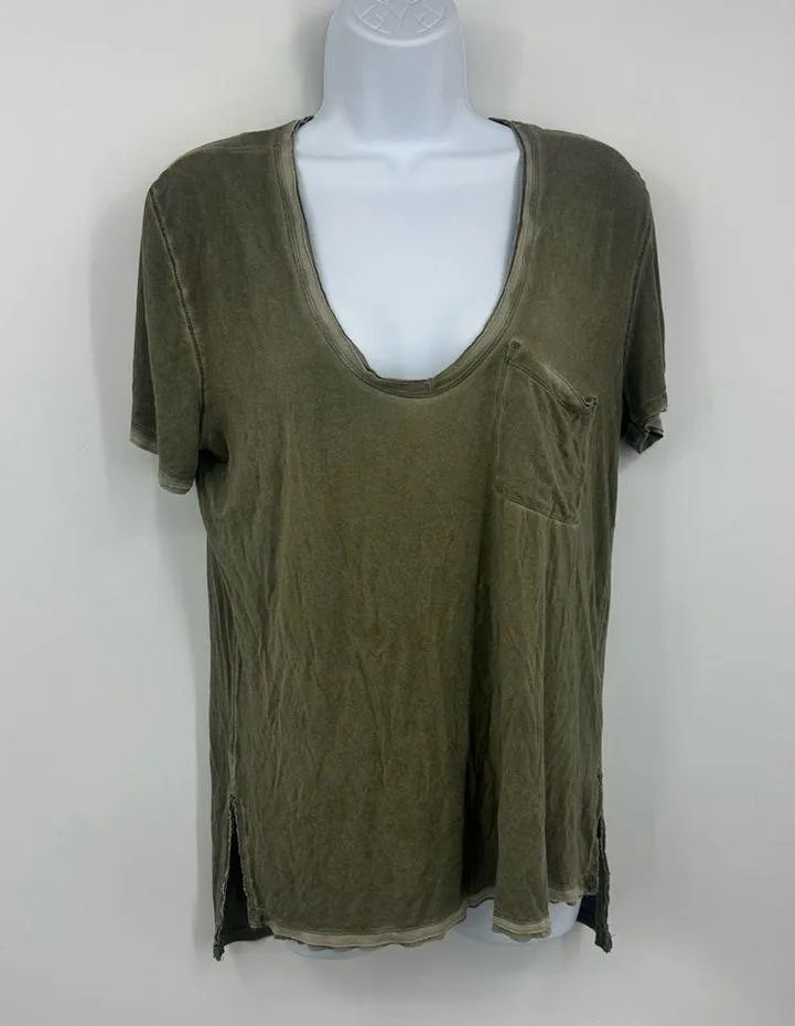 Free People Green Boho Short Sleeve Shirt Size XS Fairy - Image 7