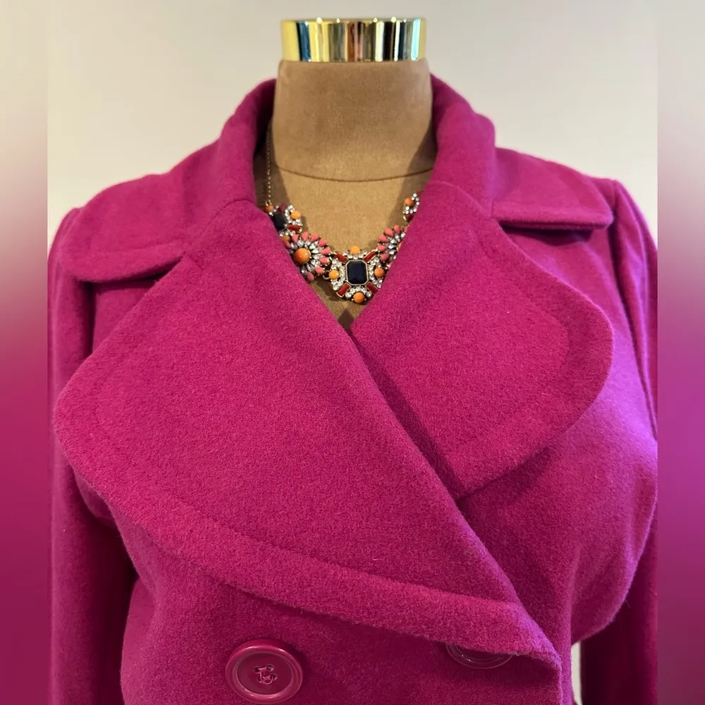 Metrostyle Pink Pea Coat. Doublee Breasted. Large Cuffed & Buttons Sleeve Sz 8 - Image 7