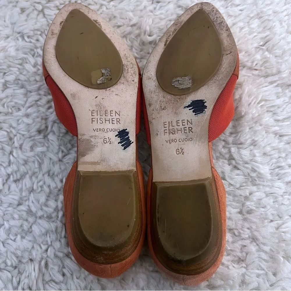 Eileen Fisher Asha Su Flats Women's  D'orsay Suede Pointed Toe Orange SZ 6.5 - Image 5