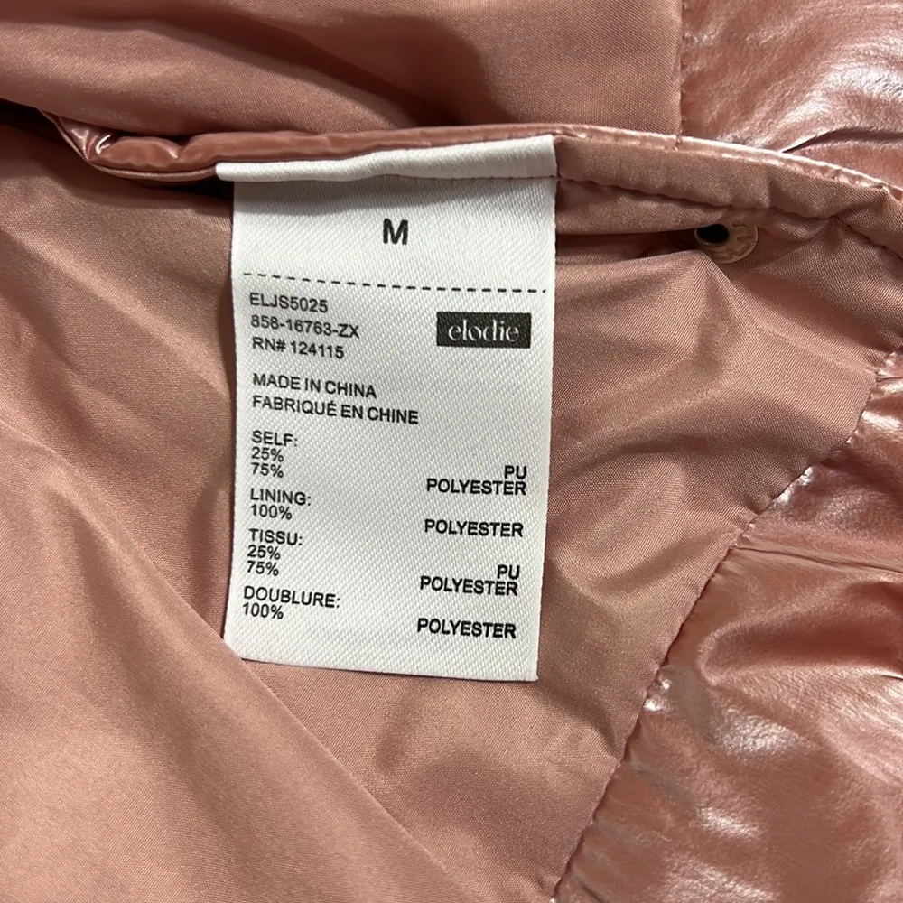 Elodie cropped quilted puffer jacket shimmering dusty rose size M NWT - Image 10