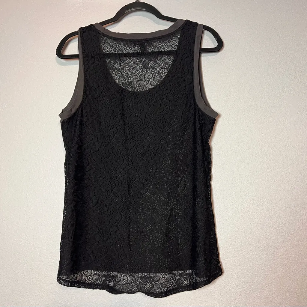 Express Sequin Tank Top Gray Tribal Aztec Design Lace Back Size Large - Image 5