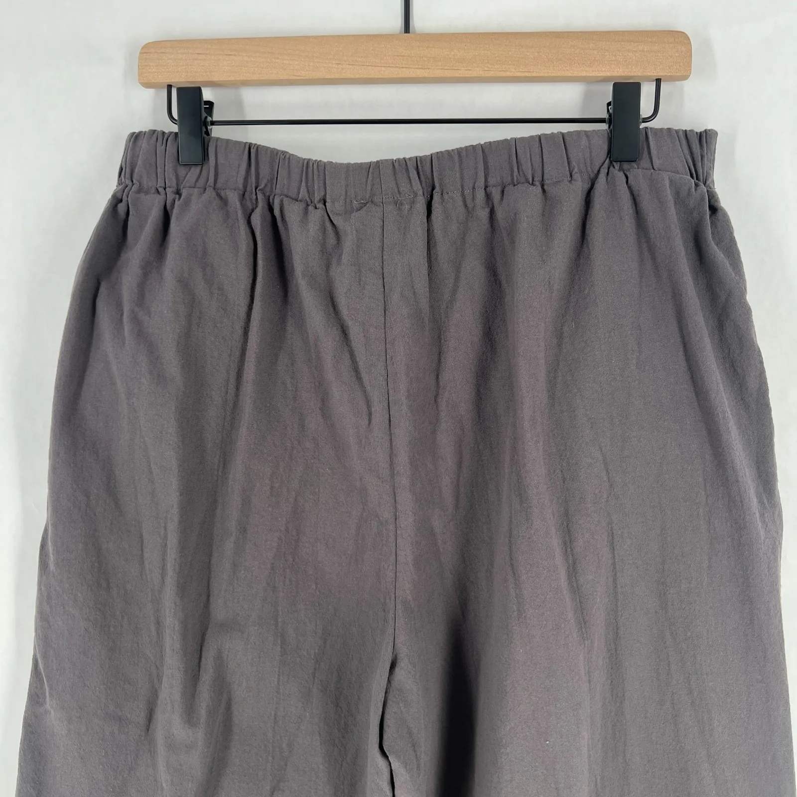 Coco + Carmen Wide Leg Pants Womens L\XL Gray Cotton High Rise Elastic Waist - Image 6