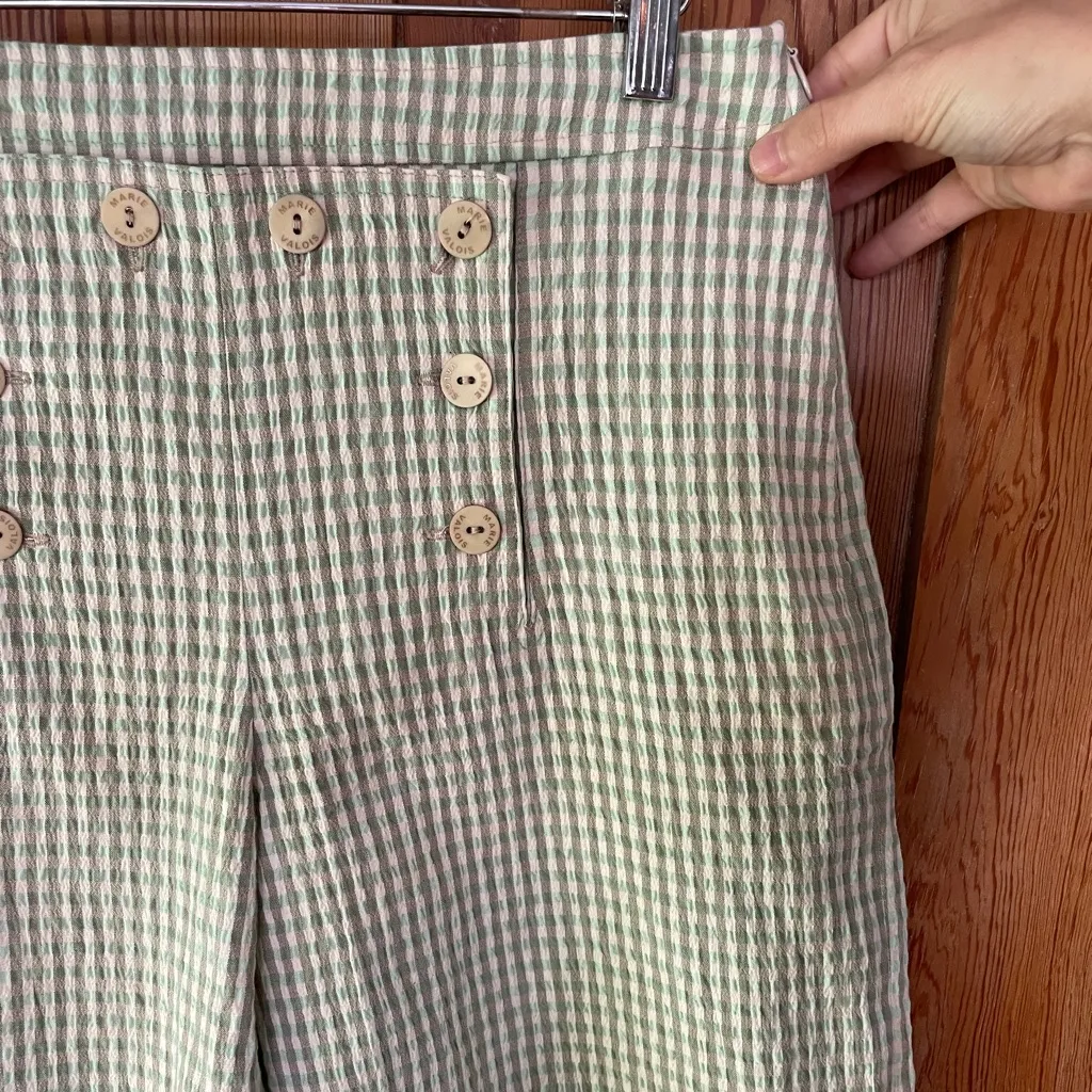 Marie Valois Green Gingham Sailor Golf Shorts High Waist Resort Wear - Image 4