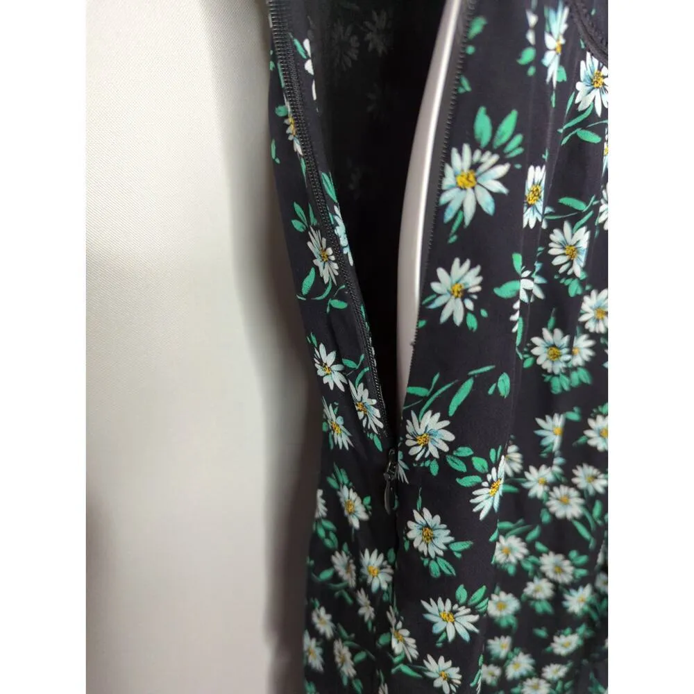 Intermix Long Sleeve Silk Floral Tiered Midi Dress Black Green White Women Sz. 0 - Image 10
