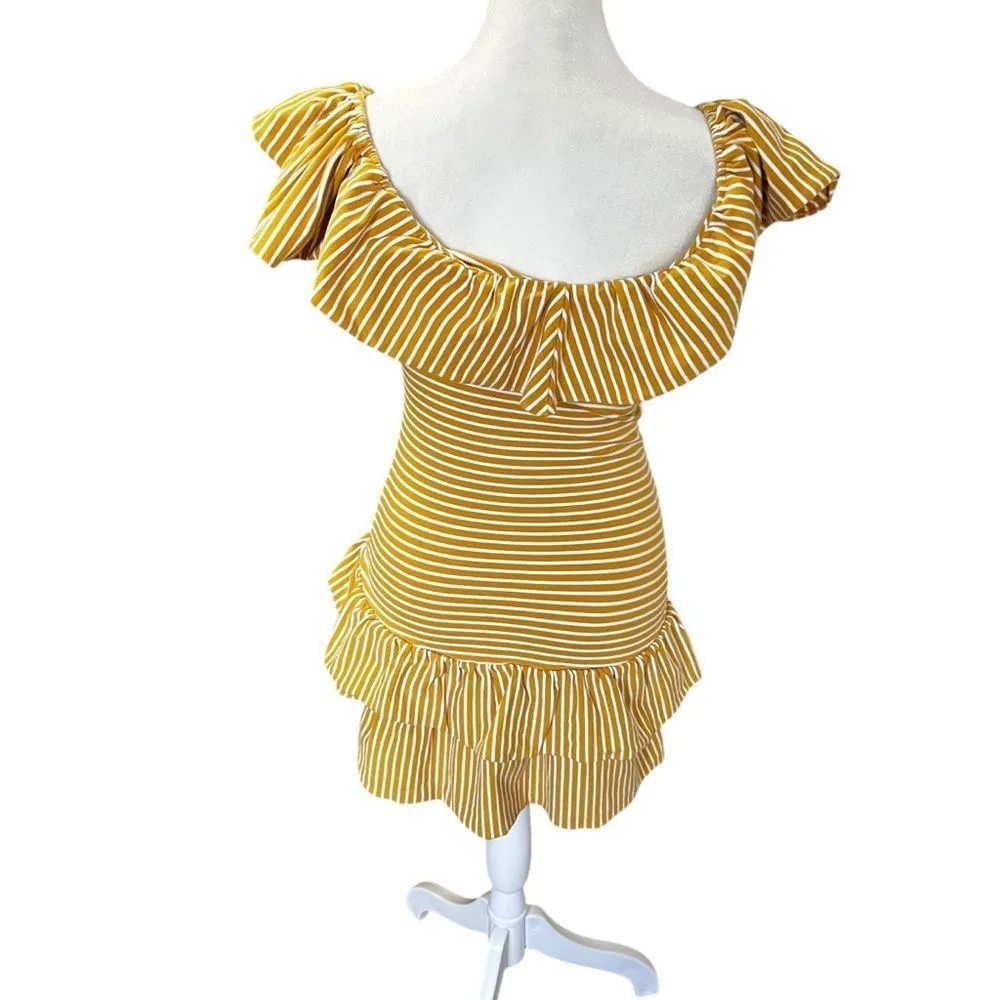 Saylor Tamanna Striped Ruffle Mini Dress XS - Image 6