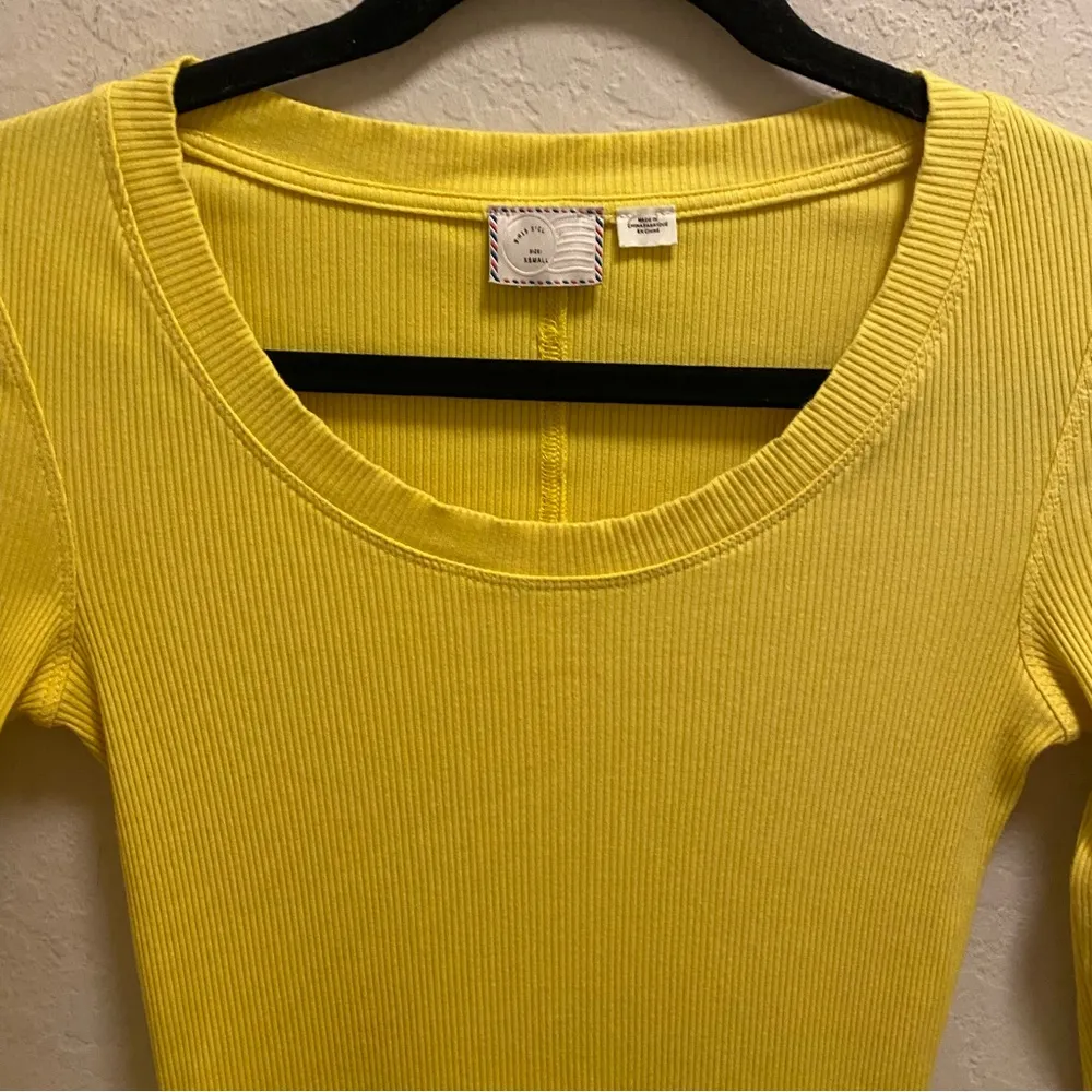Anthropologie Postcard Yellow Ribbed Long Sleeve Tee Size XS - Image 2