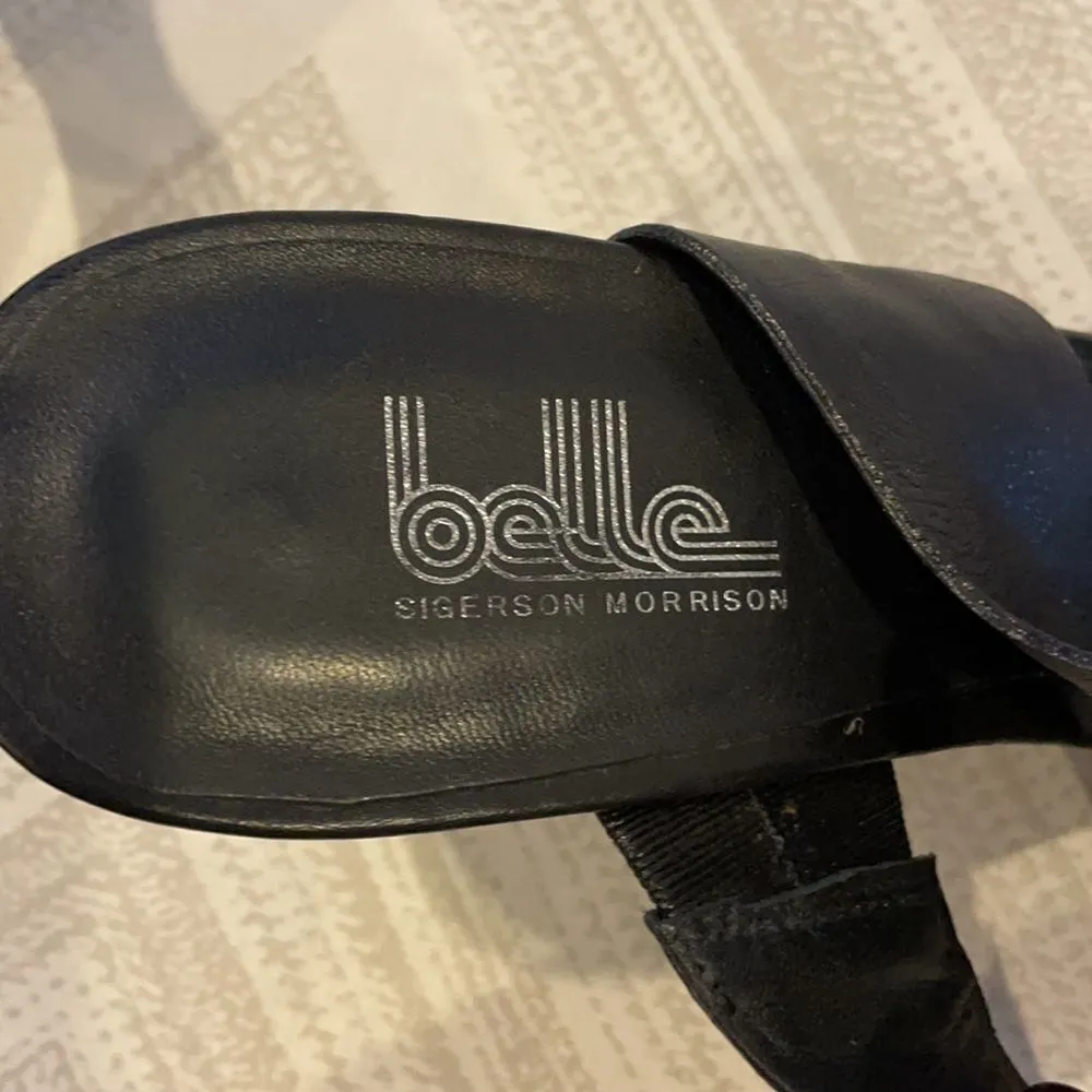 Belle by Sigerson Morrison Black Leather Ankle Strap Sandals Black Size 8 - Image 4