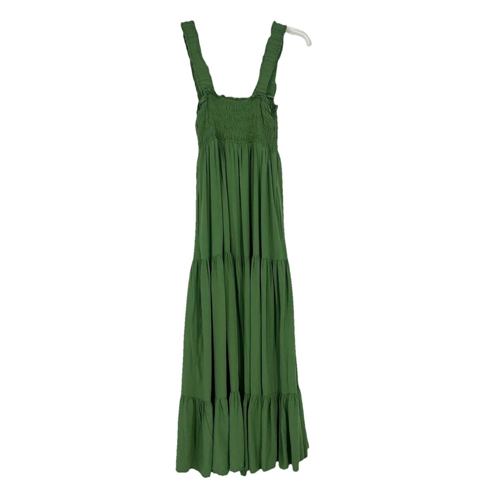 Wishlist Green Smocked Midi Dress Tiered Boho Fairy Pockets Sleeveless Size M - Image 6