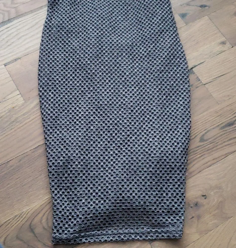 Topshop Gray Fishnet Spandex Sleeveless Bodycon Dress Size 2 - Image 9