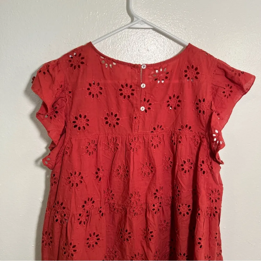 Entro Eyelet Lace Blouse Burnt Orange L - Image 5