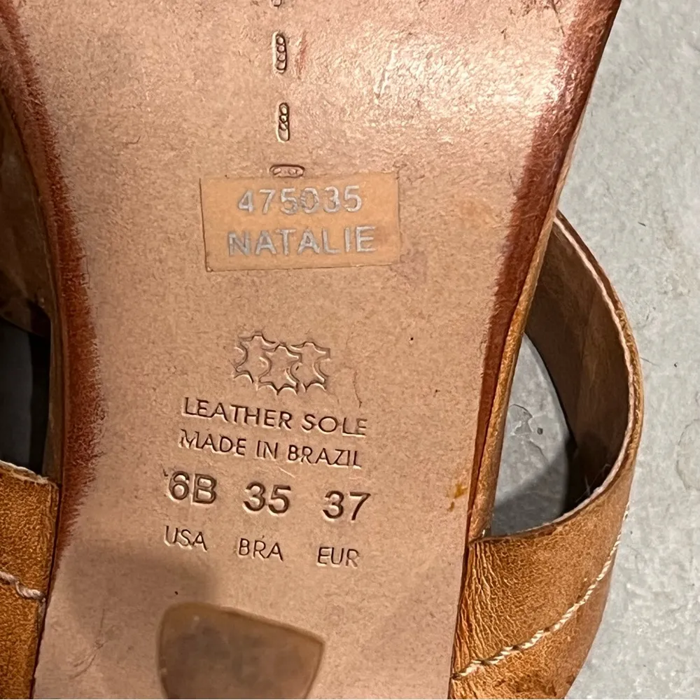 Schutz Natalie Brown Leather Medallion Sandals Heels - Image 7