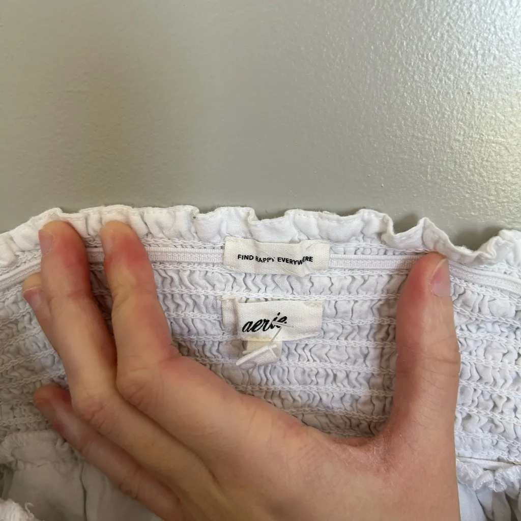 Aerie White Smocked Halter Dress - Image 4