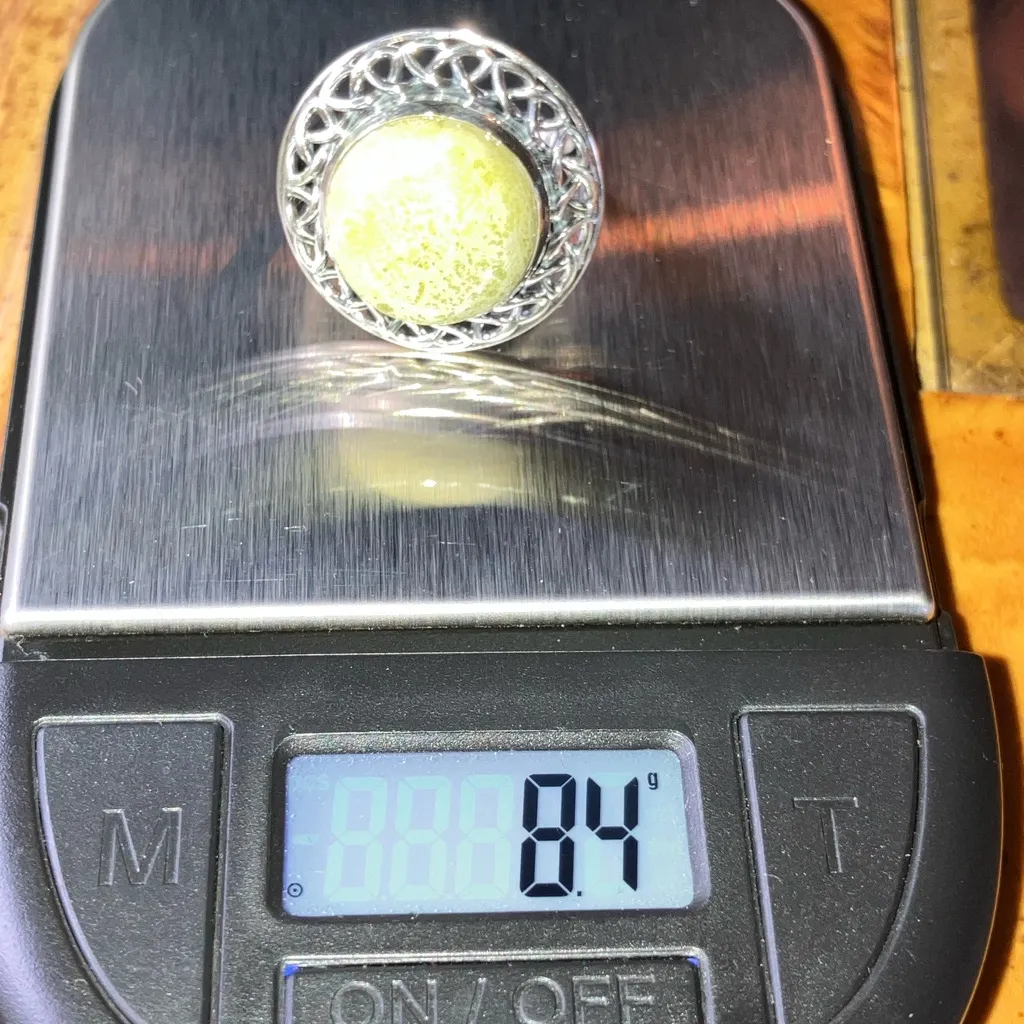 Natural Connemara Marble Sterling Silver Cocktail Ring Size 7 Green - Image 9