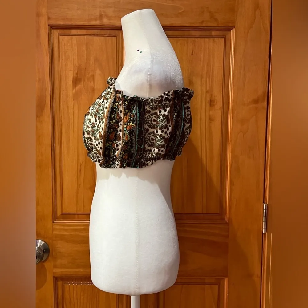 Amable Women’s Floral bandeau top size large Brown - Image 3