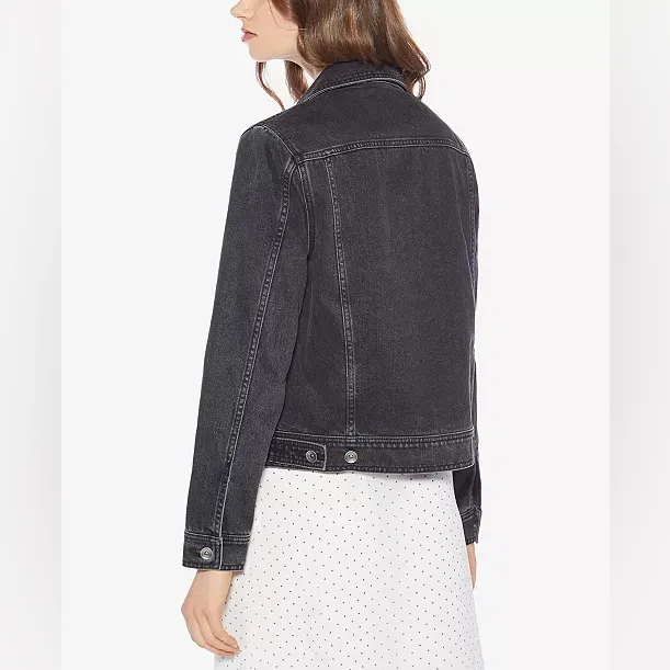 Denim Jacket Avec Les Filles Black Washed Denim Distressed Sz M Fall Winter - Image 3