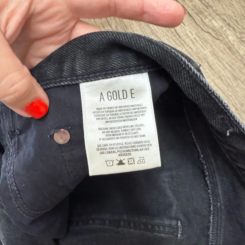 AGOLDE Women's Quinn Frayed Denim Skirt Black Jinx High Rise Button Fly Size‎ 26 - Image 6