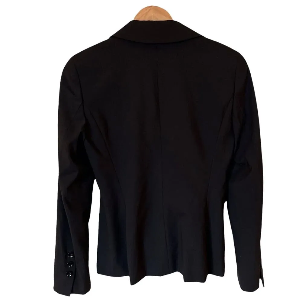 ESCADA Black Blazer Jacket Single Breasted Wool Career Slim Tailored 34 EUC Size 4 - Image 2