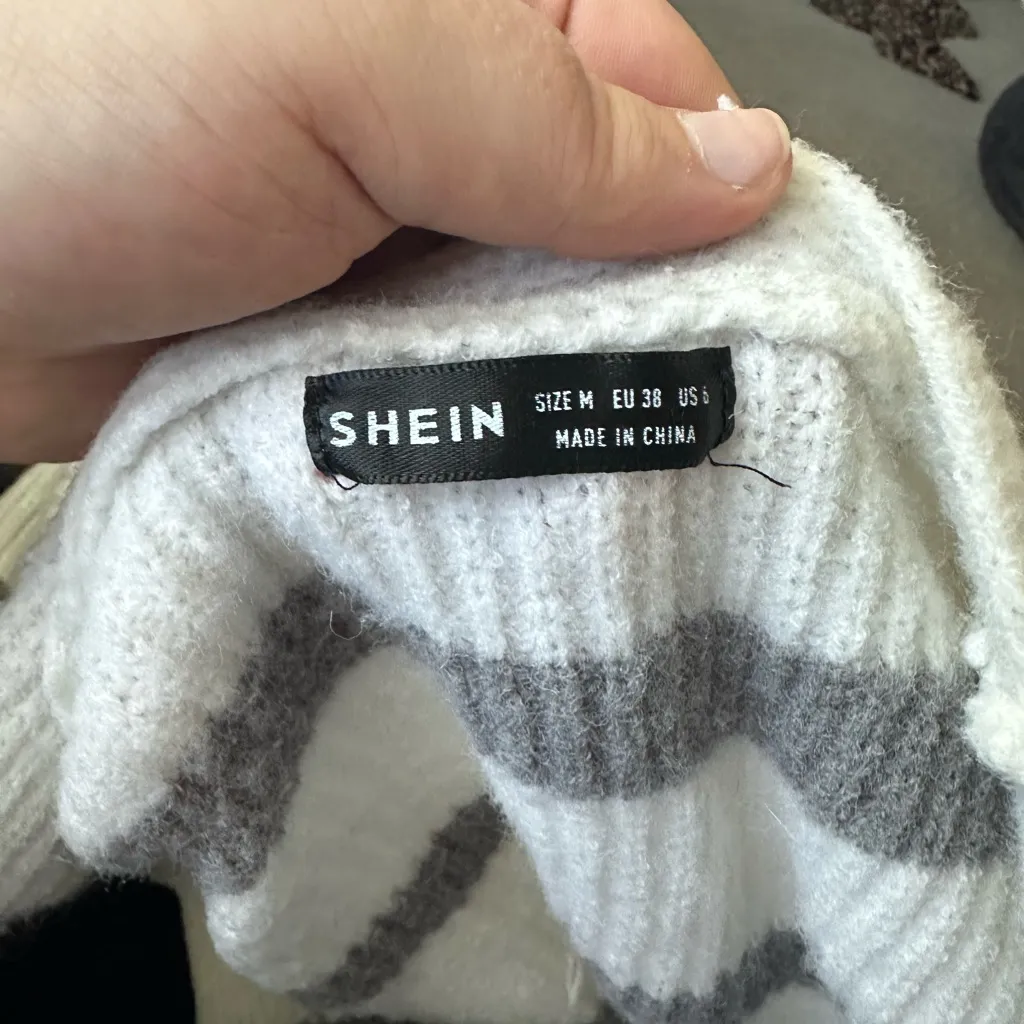 SHEIN white and grey striped sweater - Image 2