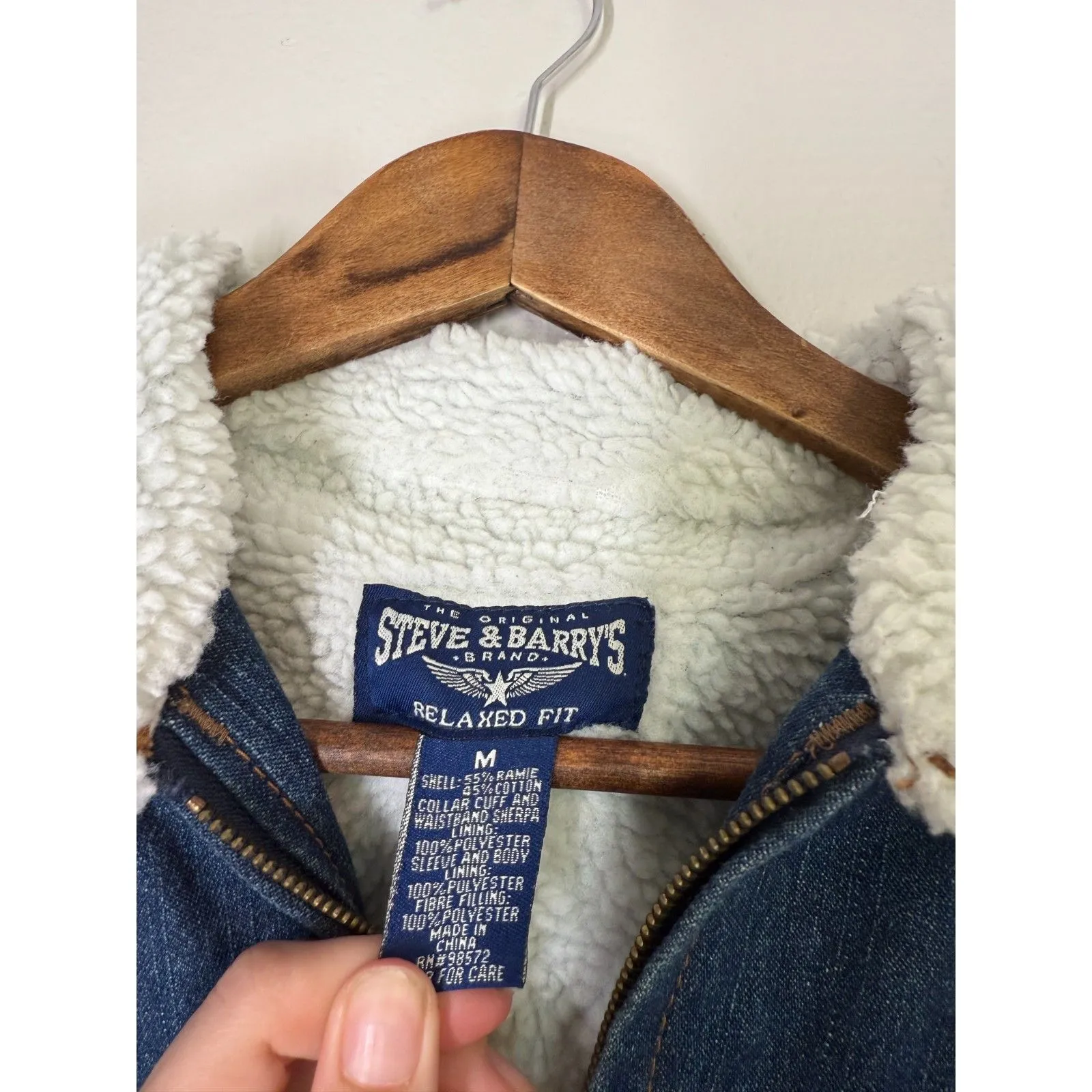 Vintage Steve & Barry's Sherpa Denim Trucker Jackets Womens Sz M 90s Farmcore - Image 6