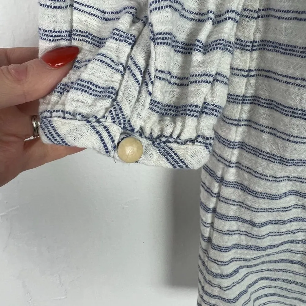 J. Crew Striped Gauze Cotton Embroidered Tunic Top Boho Size XS GUC L1756 - Image 9
