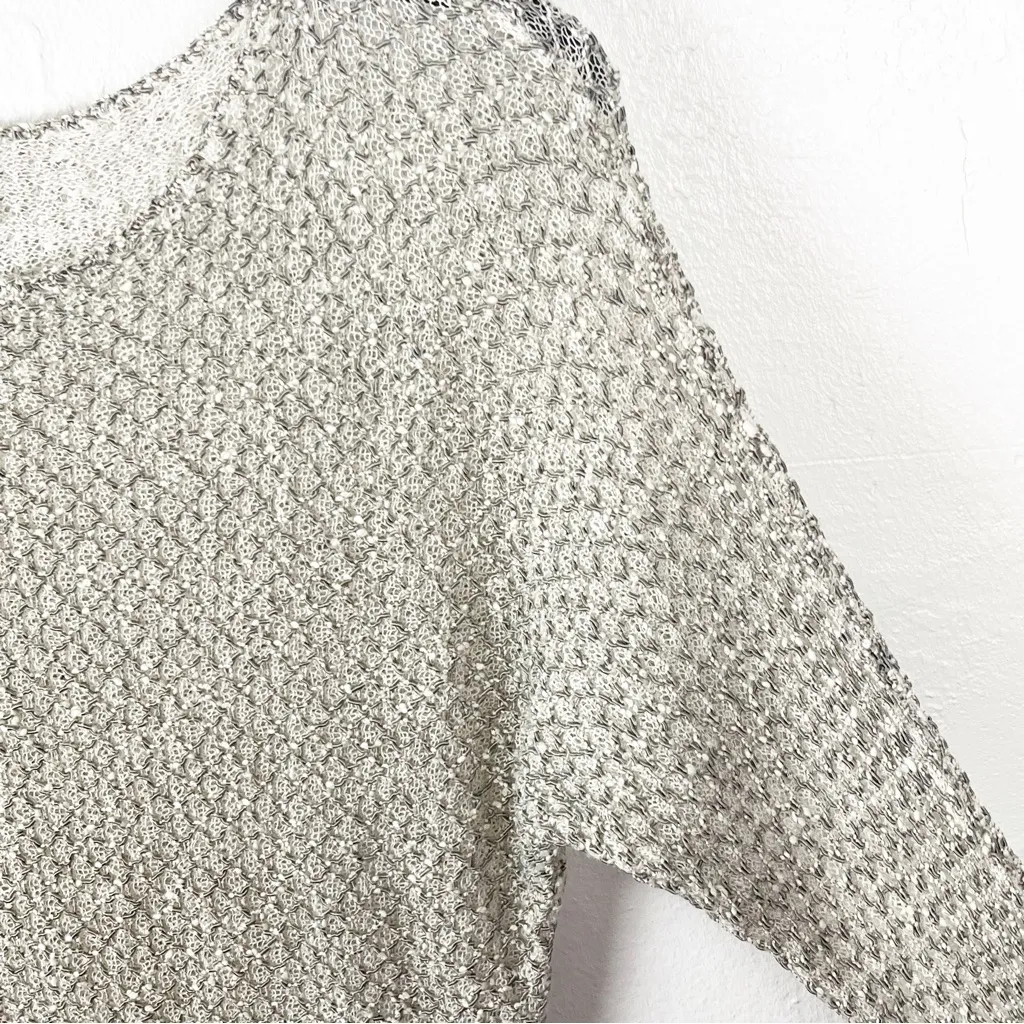 ALICE + OLIVIA Metallic Linen Blend Open Knit Sheer Holiday Party Top Size Small - Image 10