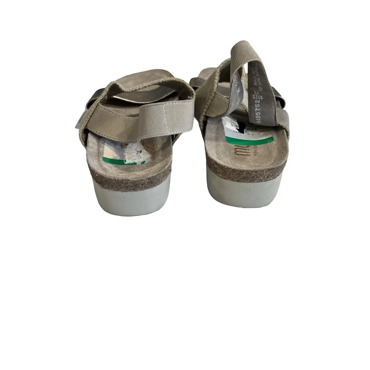 Munro Pisces Sandals Women's 5.5 Pewter Beige Leather Cork Strappy Comfort - Image 5