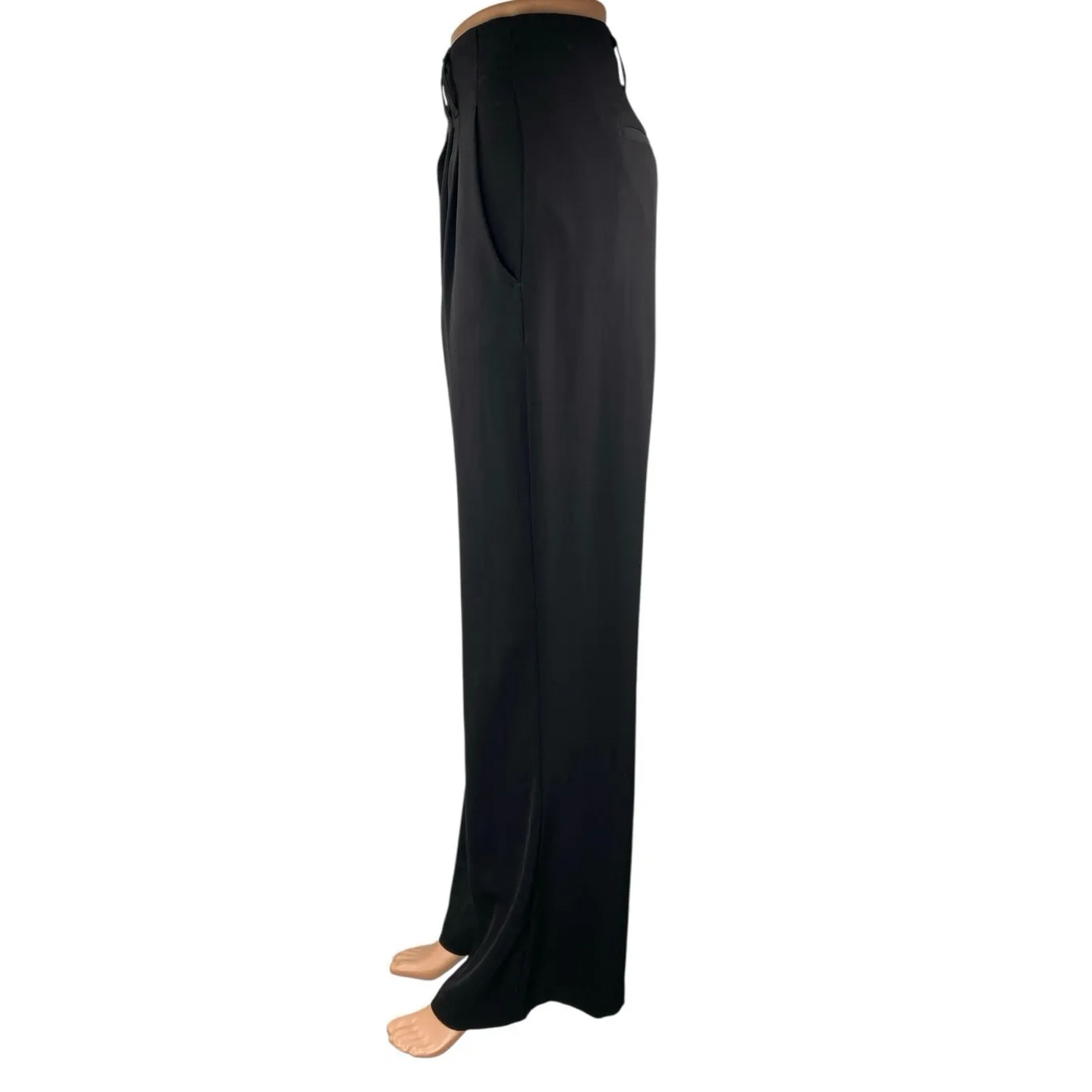 Weekend Women's Black Pleated Hign Waisted Wide Leg Trousers Dress Pants Size L Size L - Image 2