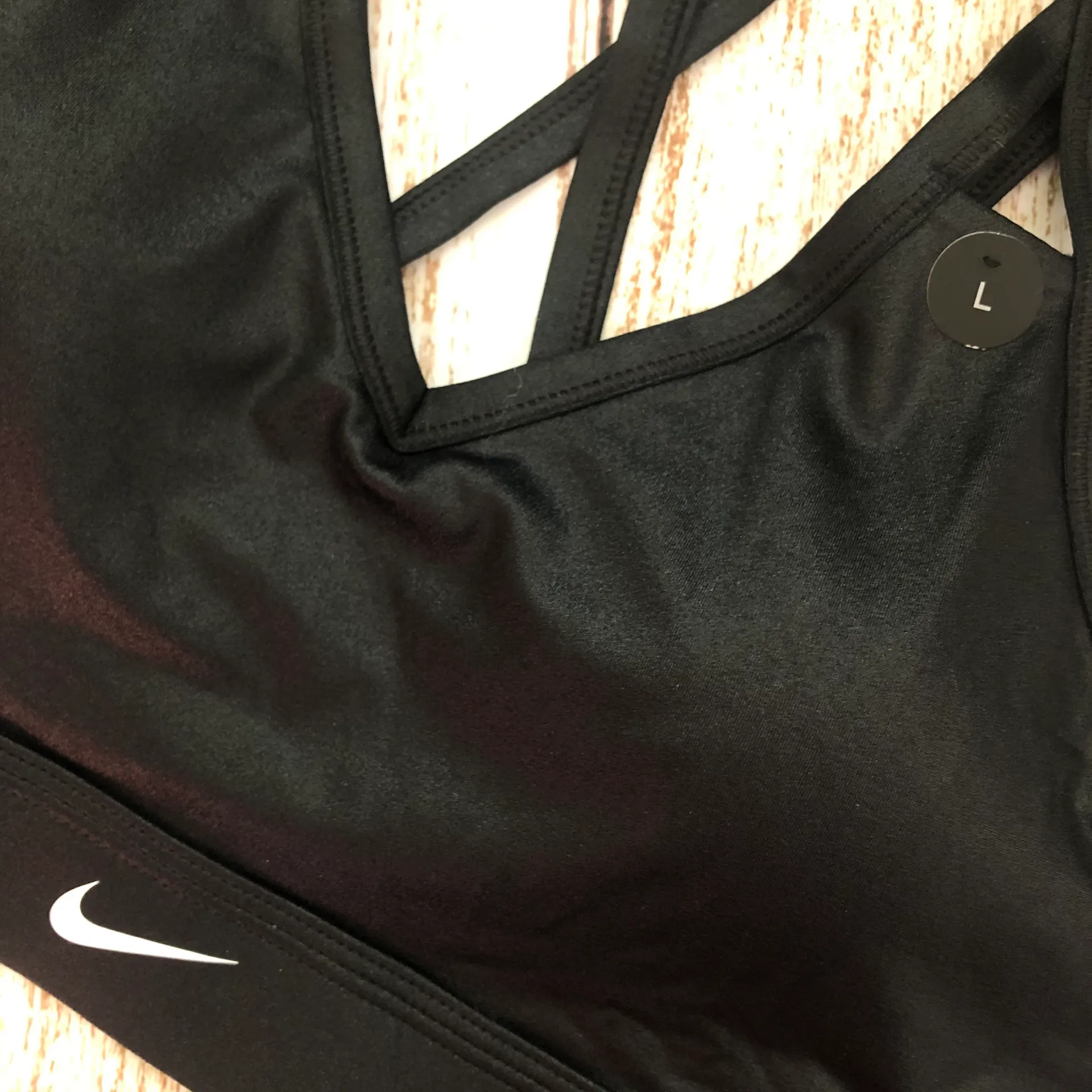 Nike New  Black Shimmer Indy Dazzle Sports Bra Size Large - Image 8