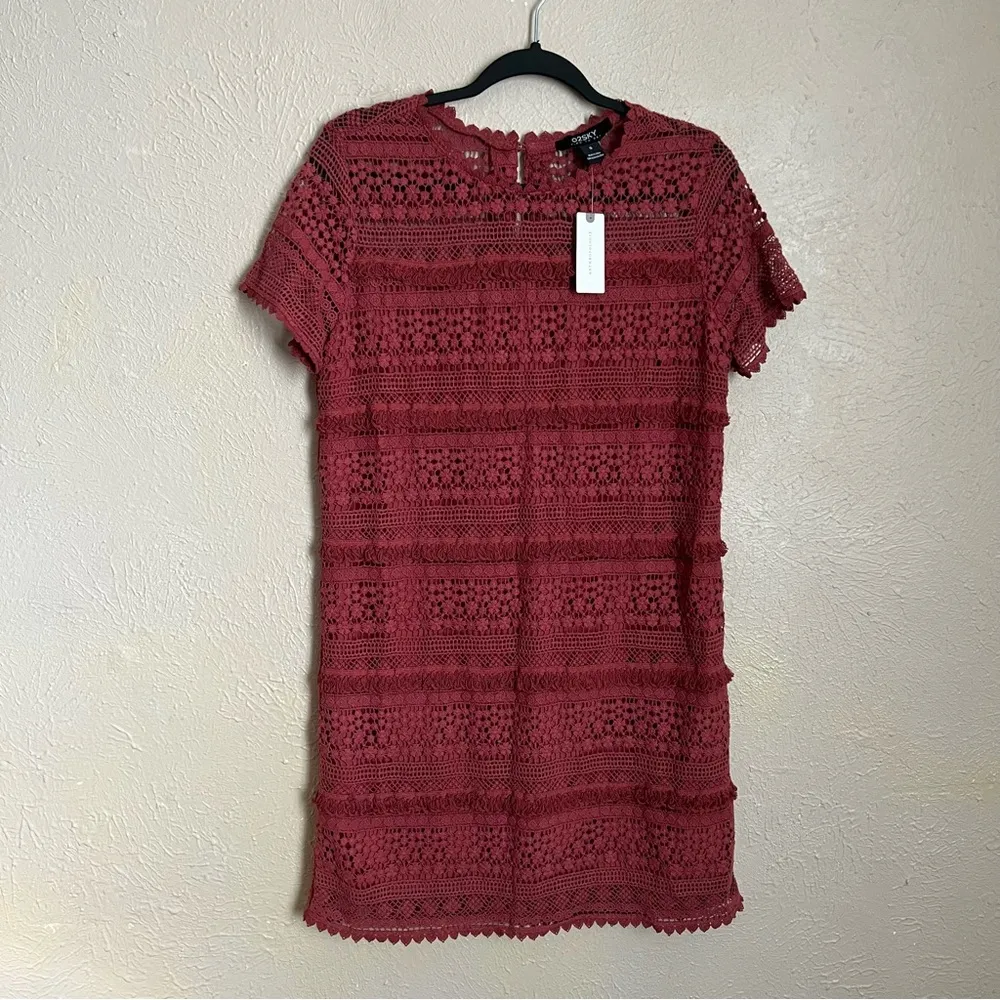 NWT Antropologie 02Sky Crochet Short Sleeve Dress in Rose Small - Image 2