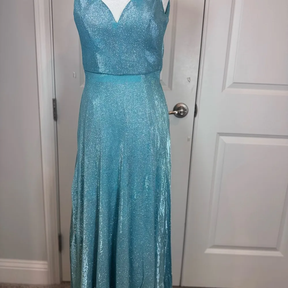 B Darlin Aqua Glitter Formal Gown | Holiday Party • Prom Winter Wedding Size 1/2 - Image 2
