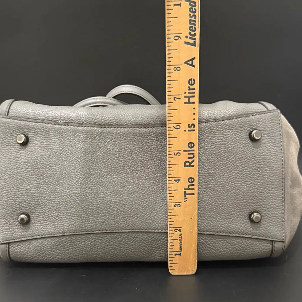 COACH 20165 Turnlock Edie Carryall Gray Pebbled Leather & Suede Shoulder Bag - Image 13