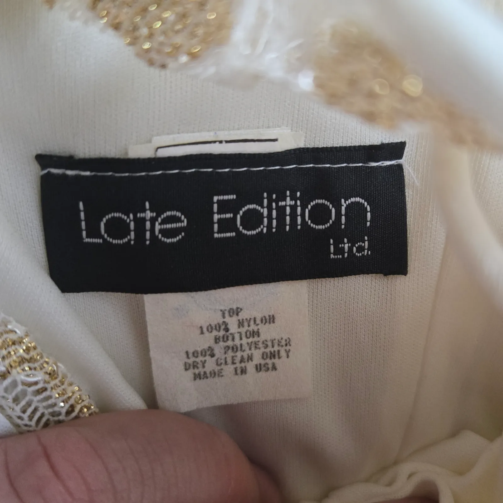 Vintage 1980s Lace Party Dress Ivory Gold USA Made Deadstock Fit Flare Size 4 White - Image 7