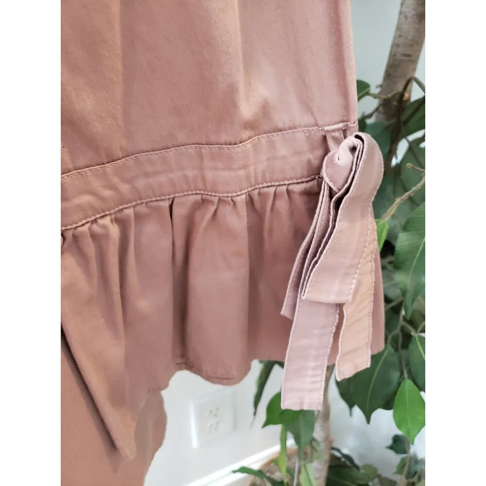 Como Vintage Trim Bell Sleeve Top Women's Size Medium Pink Cotton Boat Neck - Image 4