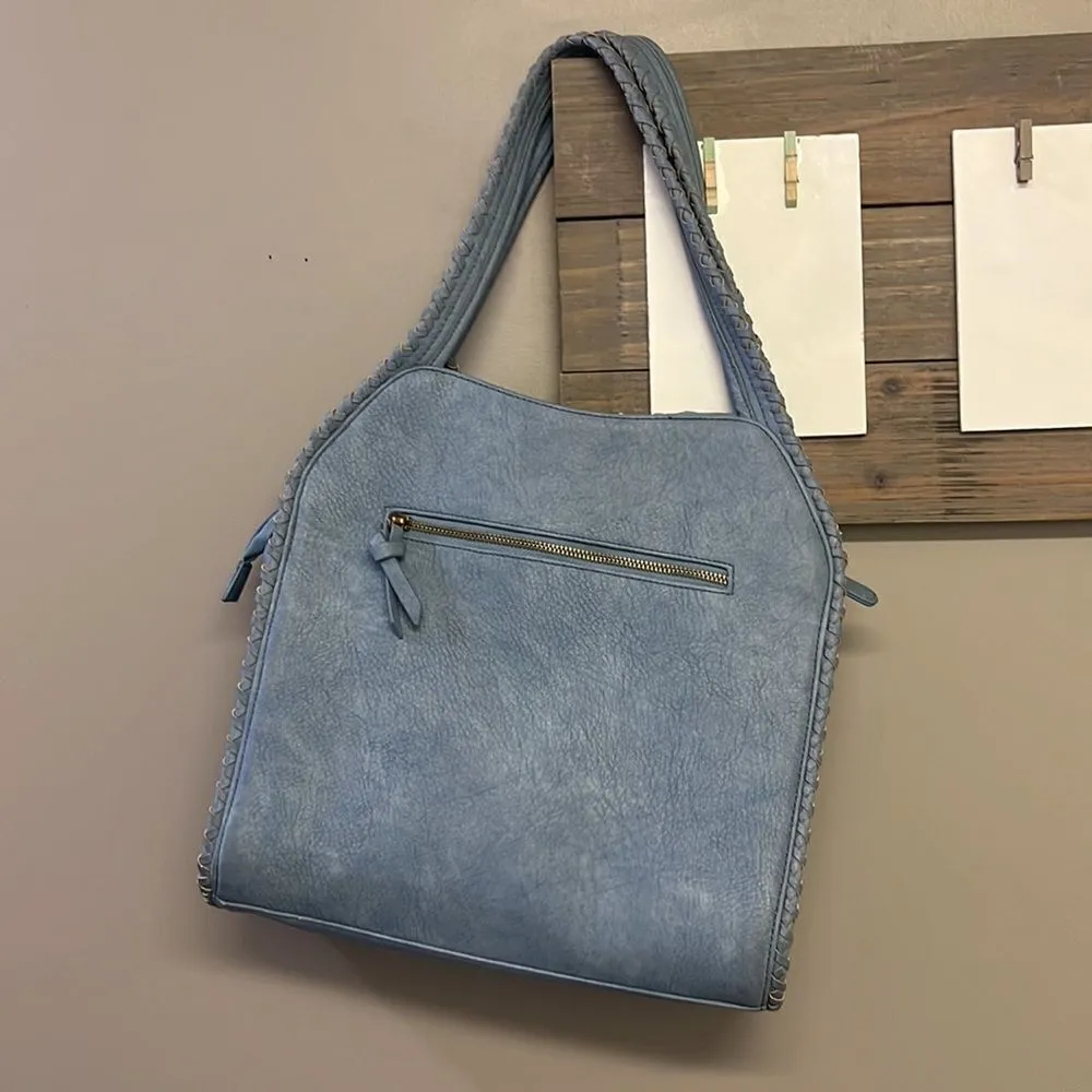 Steven by Steve Madden Blue Basketweave Shoulder Purse w/ Hanging Tassels- large - Image 6