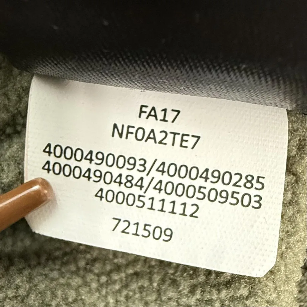 North Face Fleece Lined Pullover Small Long Sleeve Green Drawstring Funnel Neck - Image 9