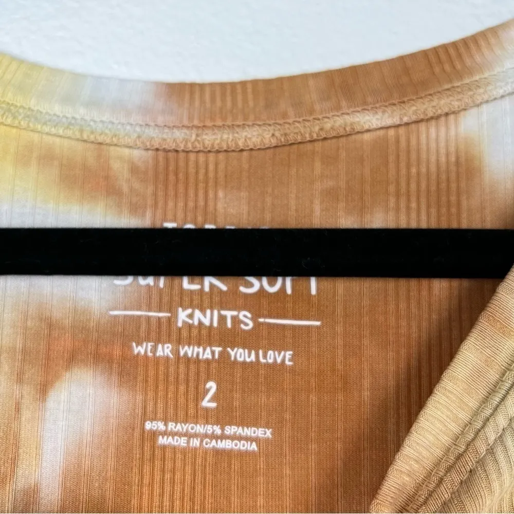 Torrid Ribbed‎ Tie Dye Short Sleeve Tee Shirt Yellow Sz 2XL - Image 6