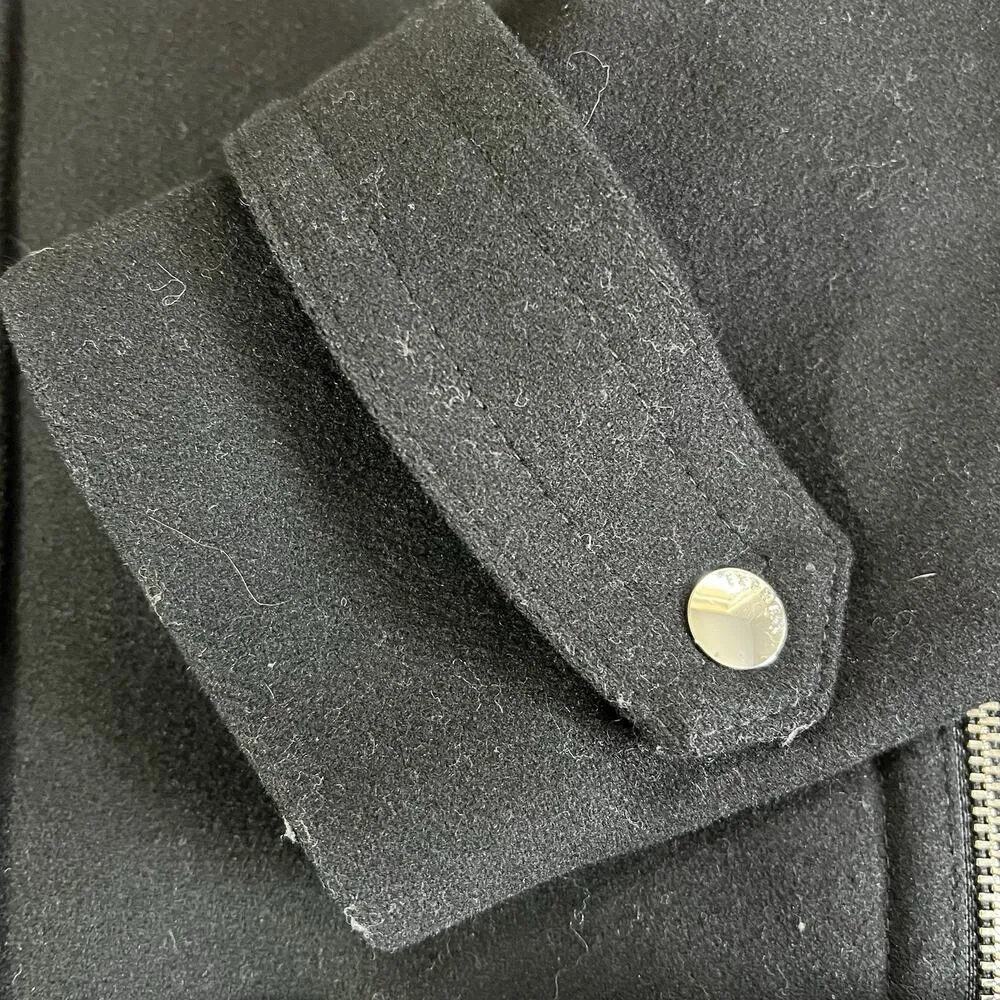 Express Womens Wool Blend Jacket Belted Asymmetrical Zip Trench Coat Black XL - Image 10