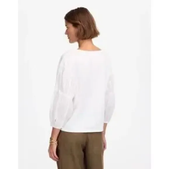 MADEWELL White Puff-Sleeve Drop-Shoulder Knit Top Size Large - Image 3