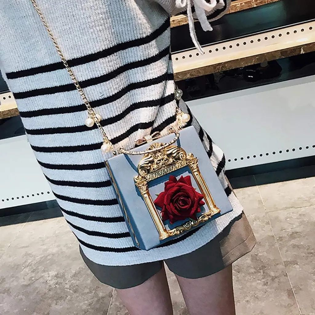 ⚡Women's Evening Love Angel Crossbody Rose Embossed Formal Blue Red Clutch Bag - Image 3