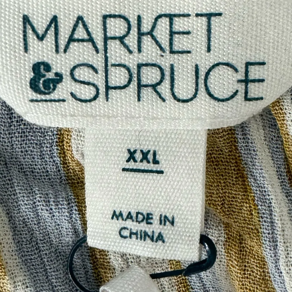 Market & Spruce Coastal Lady V Neck Top Sleeveless Blouse Yellow Stripe Sz XXL - Image 7