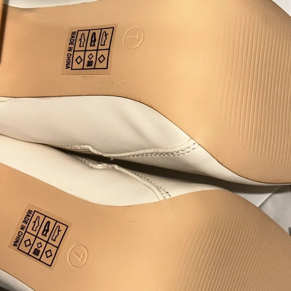 Lulus Square Mouth Ivory Boots(Size 7) - Image 8