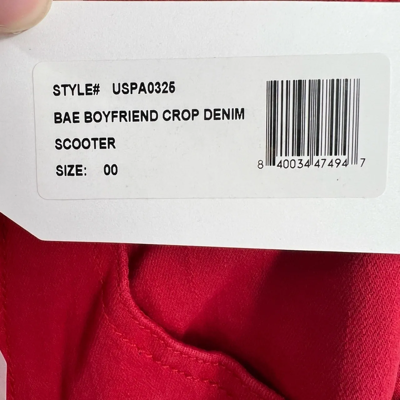 NWT Universal Standard Bae Boyfriend Crop Denim Bright Red Size 00 - Image 6